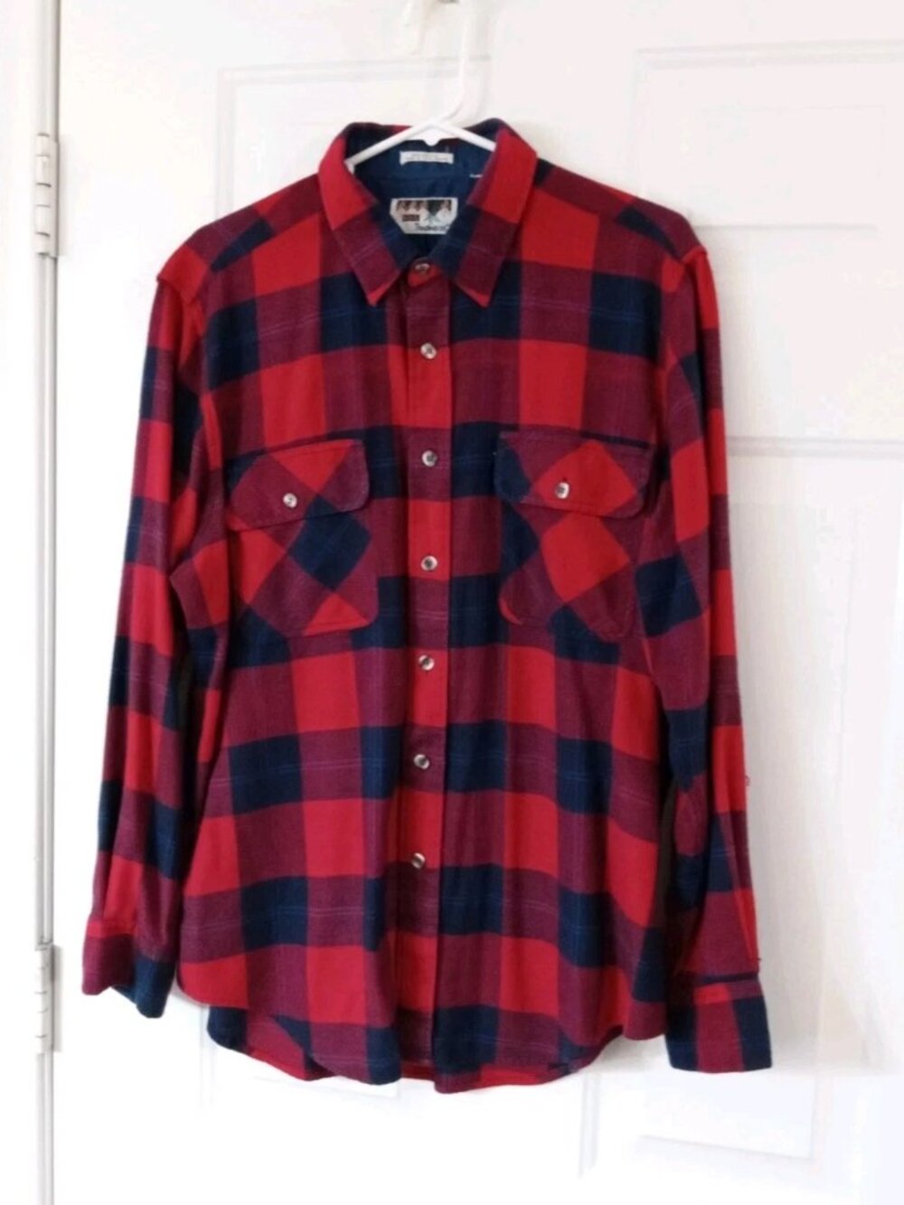 Vtg B.O.G. Trading co Men's Red & Blue Plaid Flannel Long Sleeve Shirt